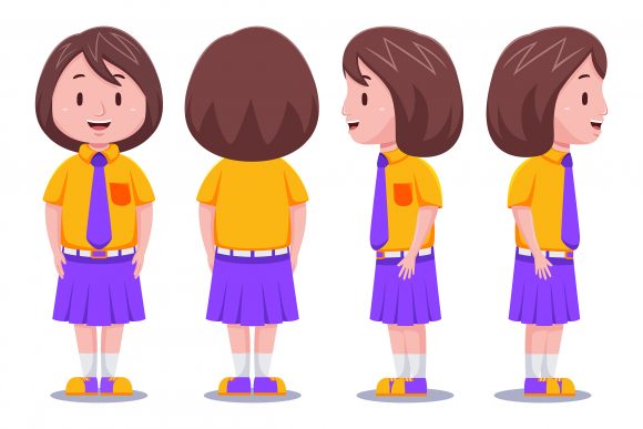 Cute Kids Girl Student 01: A Versatile Vector Asset for Creative and Educational Projects