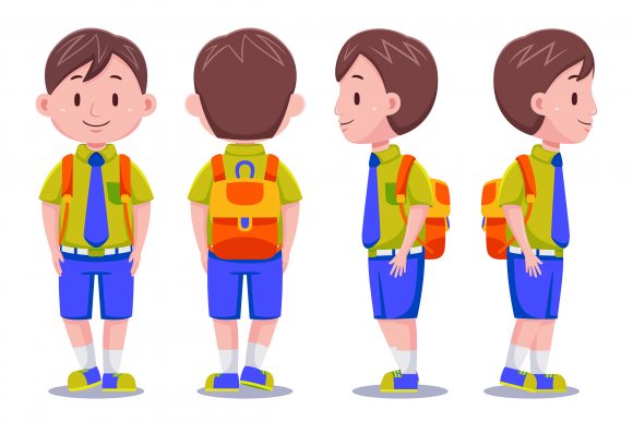 Strategic Application of Cute Kids Boy Student Carrying Backpack Illustrations in Visual Communication